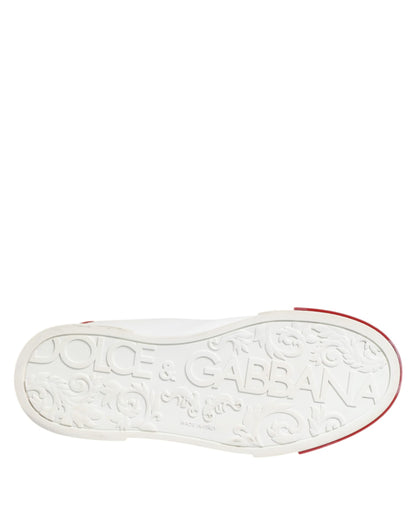 Dolce &amp; Gabbana – Weiße und rote Schnür-Sneakers aus Leder