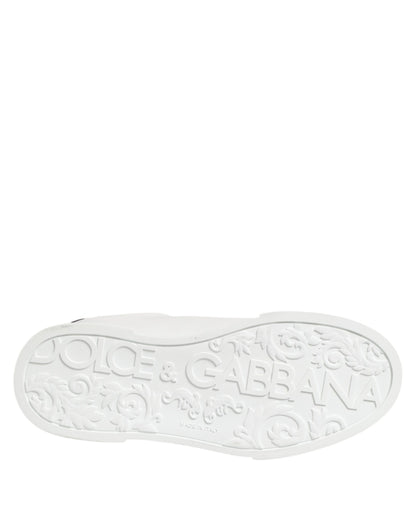Dolce &amp; Gabbana – Portofino – Weiße Turnschuhe mit Kronenaufnäher für Herren