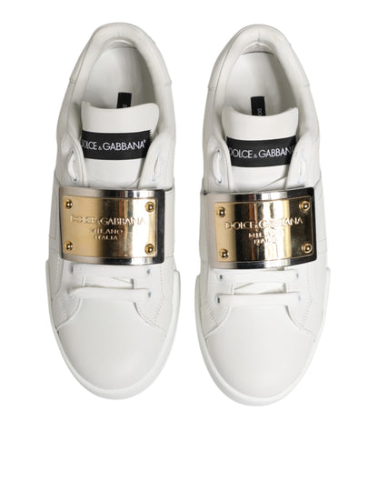 Dolce &amp; Gabbana Weiße Logo-Plakette Low Top Herren Sneakers Schuhe