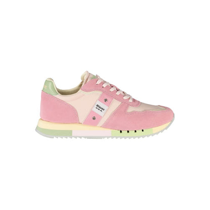 Blauer Pink Leder Damen Sneaker