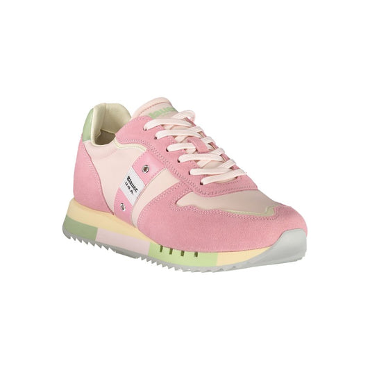 Blauer Pink Leder Damen Sneaker