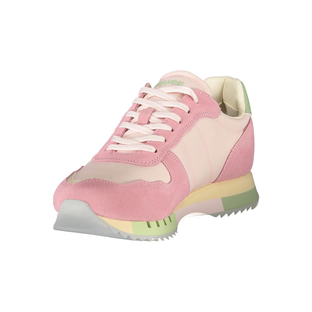 Blauer Pink Leder Damen Sneaker