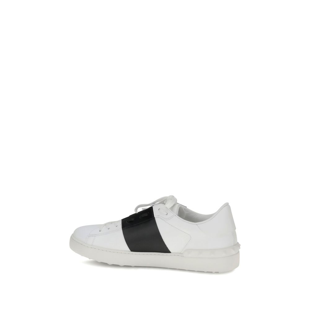 Valentino Garavani Weiße Kalbsleder-Sneaker Bos Taurus mit niedrigem Schaft