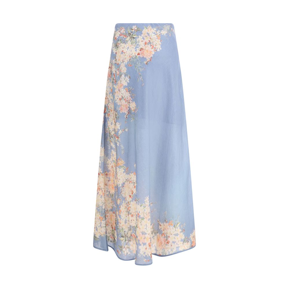 Zimmermann Light Blue Linen Long Skirt
