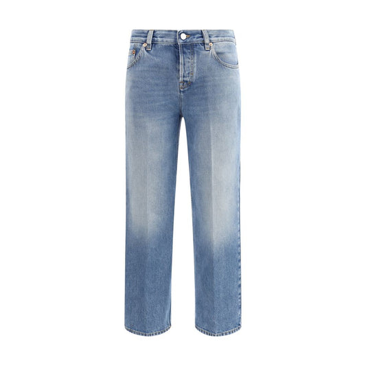Gucci Light Blue Cotton Straight-Leg Jeans