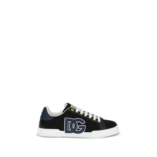 Dolce &amp; Gabbana Sneaker aus schwarzem Kalbsleder Modell Bos Taurus in niedriger Ausführung