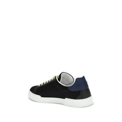 Dolce &amp; Gabbana Sneaker aus schwarzem Kalbsleder Modell Bos Taurus in niedriger Ausführung