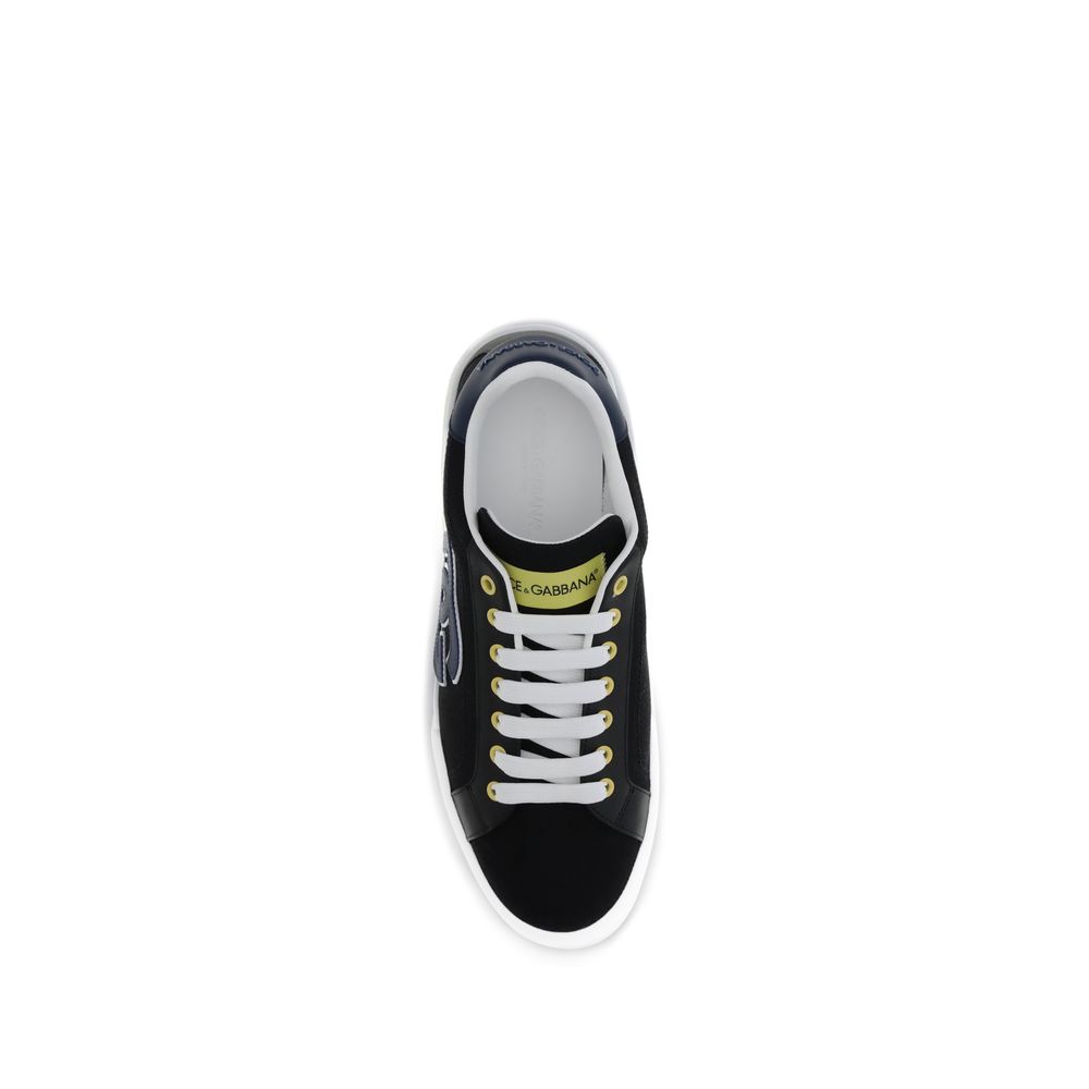 Dolce &amp; Gabbana Sneaker aus schwarzem Kalbsleder Modell Bos Taurus in niedriger Ausführung