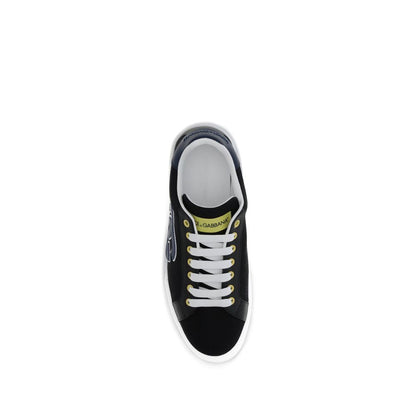 Dolce &amp; Gabbana Sneaker aus schwarzem Kalbsleder Modell Bos Taurus in niedriger Ausführung