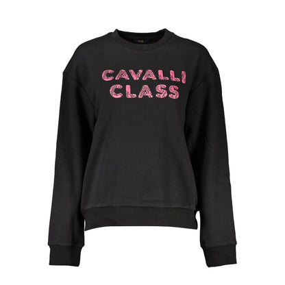 Cavalli Class Schwarzer Baumwollpullover für Damen