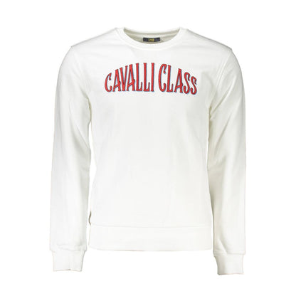 Cavalli Class Weißer Baumwollpullover für Herren
