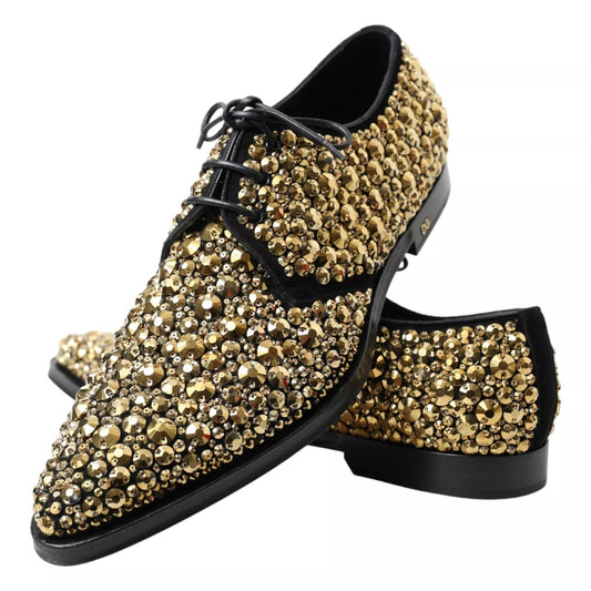 Dolce &amp; Gabbana – Derby-Schuhe mit Verzierung in Schwarz und Gold