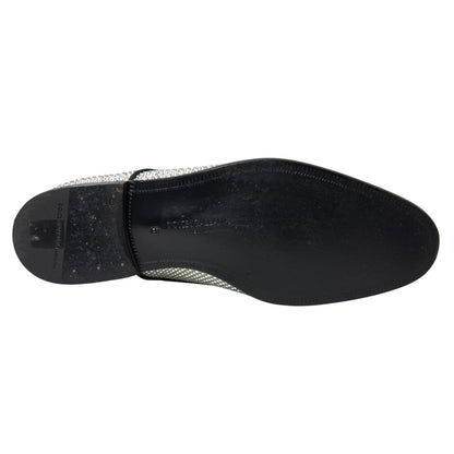 Dolce &amp; Gabbana – Silberne Derby-Schuhe aus Leder mit Strasssteinen