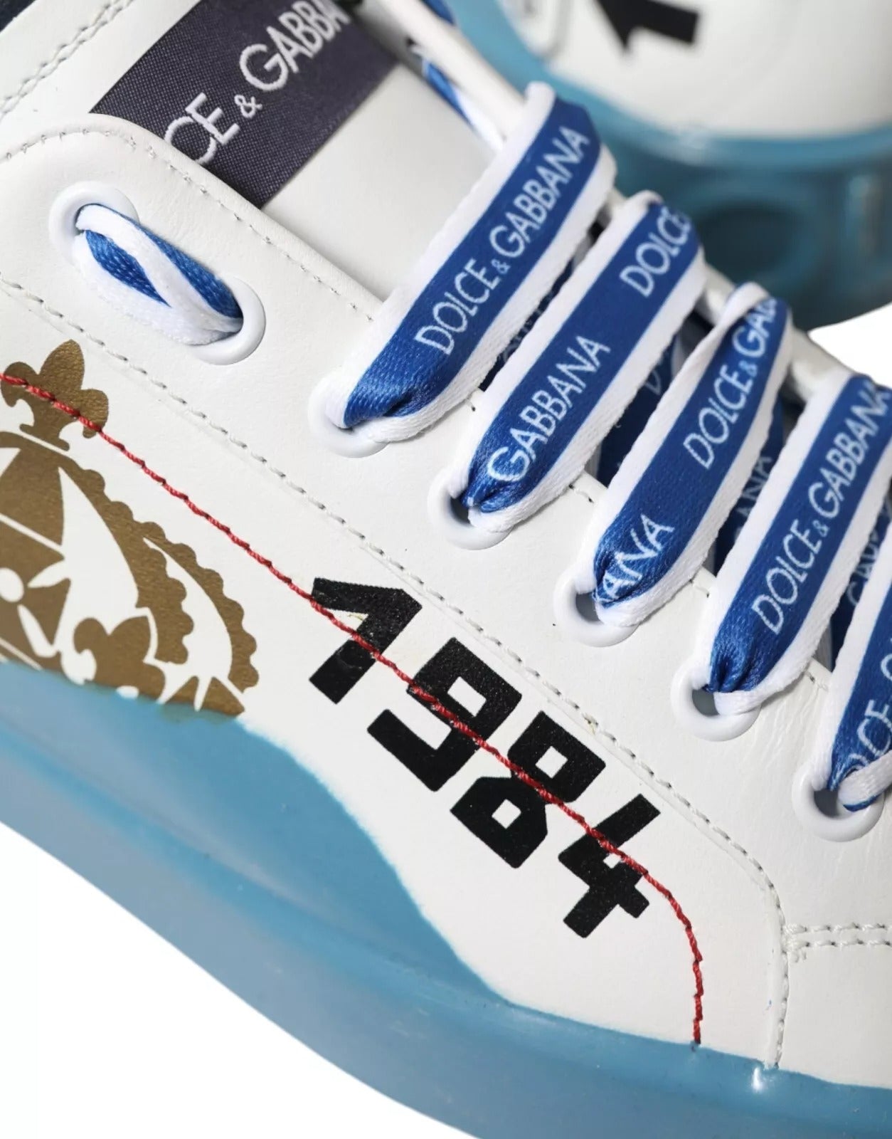 Dolce &amp; Gabbana – Blau-weiß bedruckte Portofino Melt-Sneaker