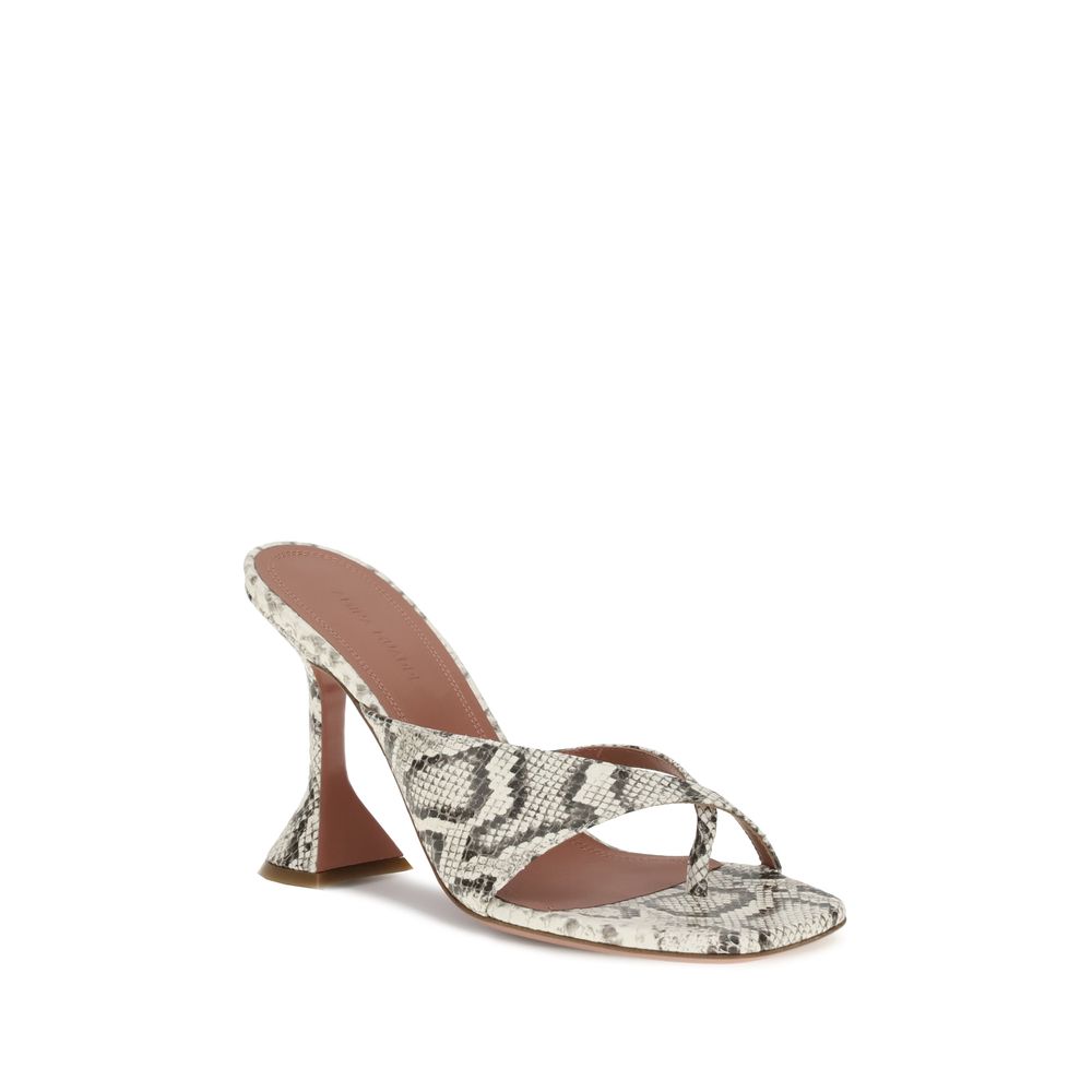 Amina Muaddi Shiona-Sandalen mit Pythonmuster