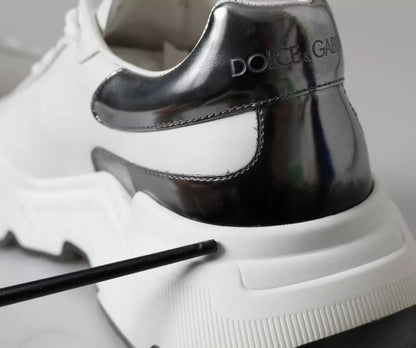 Dolce &amp; Gabbana – Sport-Sneaker „Daymaster“ aus weißem und silbernem Leder