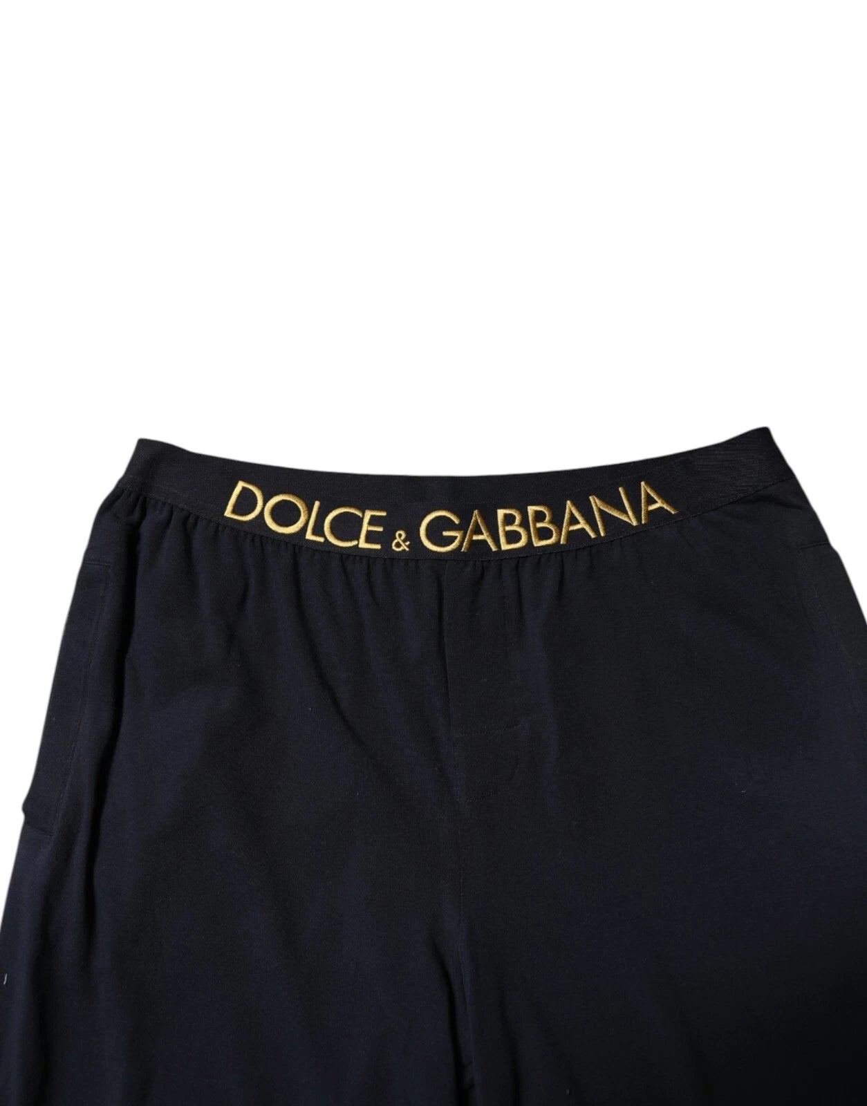 Dolce &amp; Gabbana – Schwarze, gerade Hose aus Modal-Spandex mit Logo
