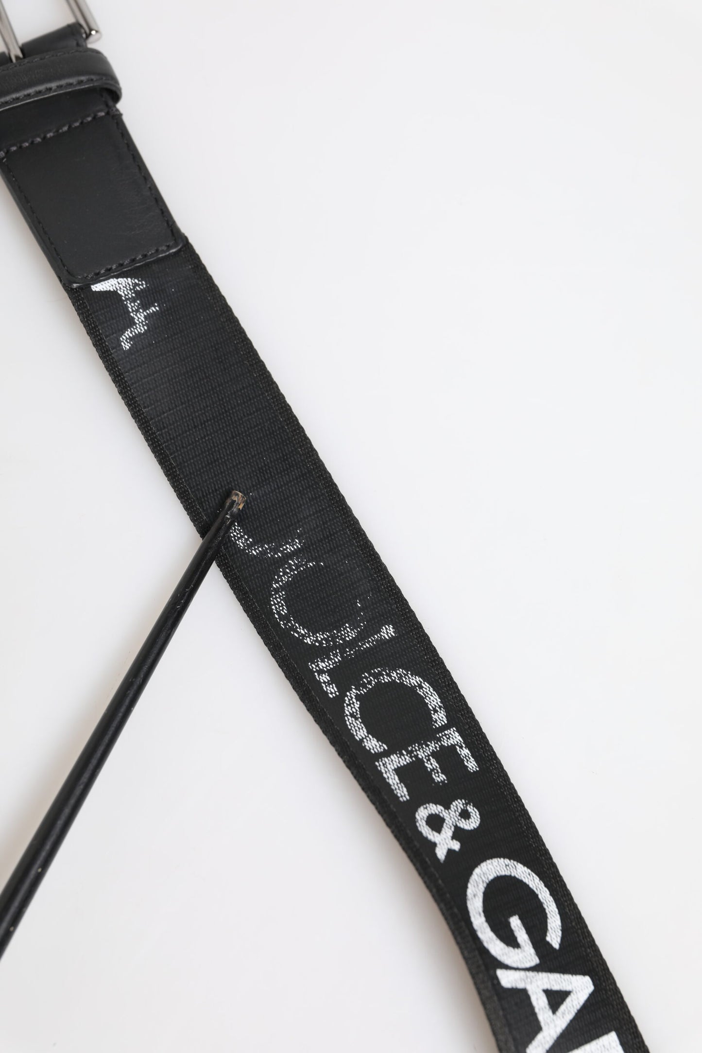 Dolce &amp; Gabbana – Schwarzer Polyester-Ledergürtel mit Metallschnalle