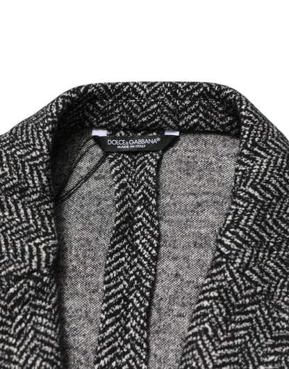 Dolce & Gabbana Black White Double Breasted Men Suit Blazer