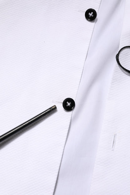 Dolce &amp; Gabbana Weißes Bib Baumwollpopeline GOLD Herren Formelles Hemd