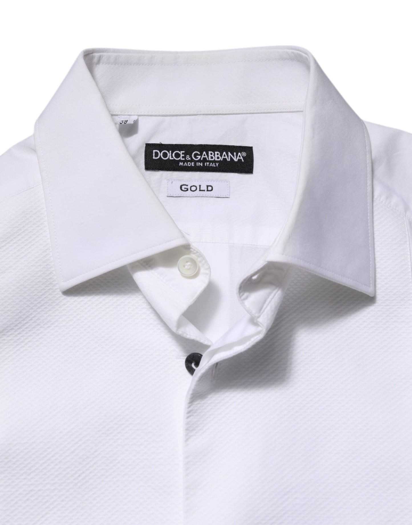 Dolce &amp; Gabbana Weißes Bib Baumwollpopeline GOLD Herren Formelles Hemd