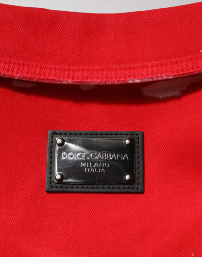 Dolce & Gabbana Red Sleeveless Logo Plaque Vest Jacket
