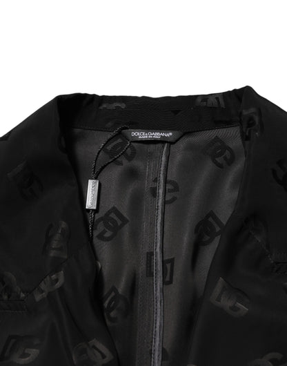 Dolce &amp; Gabbana – Schwarze Polyester-Manteljacke mit Logo-Monogramm