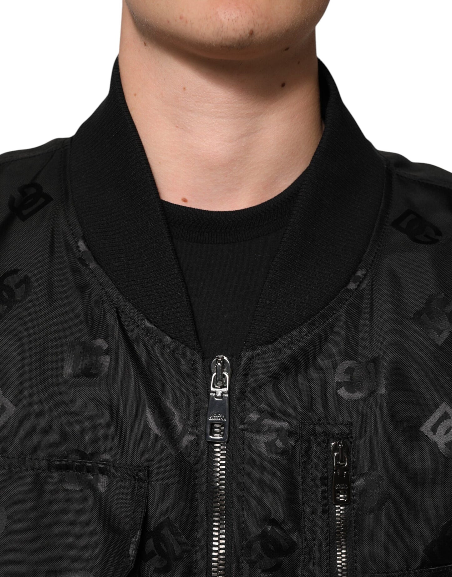 Dolce &amp; Gabbana – Schwarze Cargo-Windbreaker-Logo-Mania-Jacke