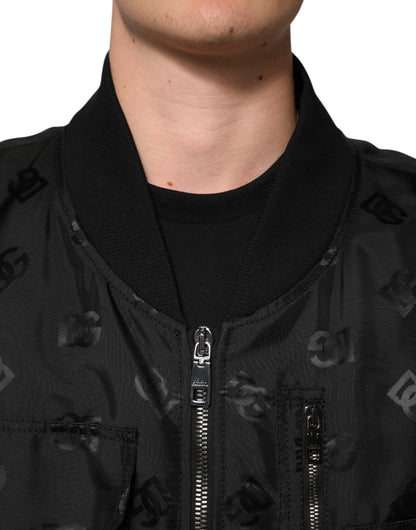 Dolce &amp; Gabbana – Schwarze Cargo-Windbreaker-Logo-Mania-Jacke