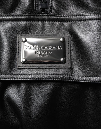 Dolce & Gabbana Black Polyester Logo Plaque Bomber Jacket