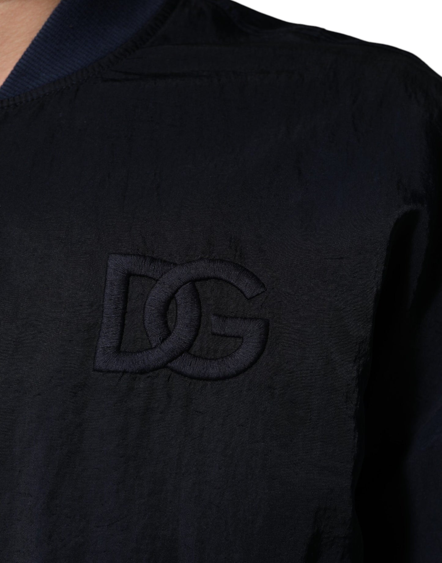 Dolce &amp; Gabbana – Blaue Bomberjacke aus Nylon mit DG-Stickerei für Herren
