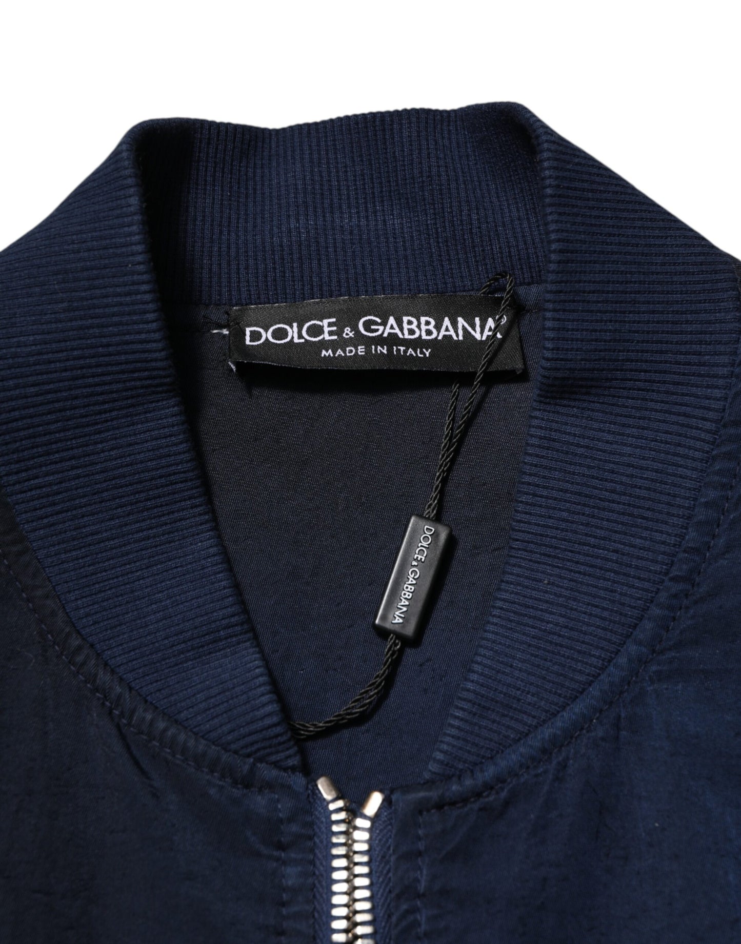 Dolce &amp; Gabbana – Blaue Bomberjacke aus Nylon mit DG-Stickerei für Herren