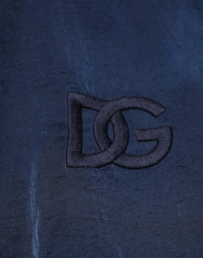 Dolce &amp; Gabbana – Blaue Bomberjacke aus Nylon mit DG-Stickerei für Herren