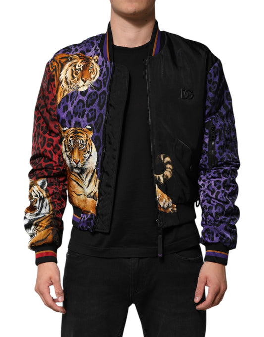 Dolce &amp; Gabbana – Mehrfarbige Bomberjacke mit Tiger-Print für Herren