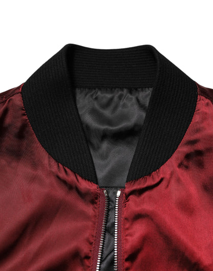 Dolce & Gabbana Maroon Nylon DG Crown Embroidery Jacket
