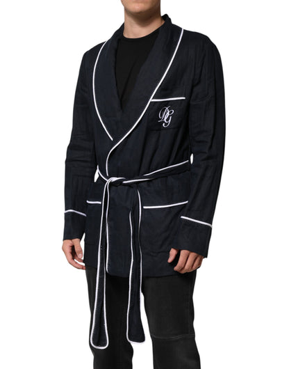 Dolce &amp; Gabbana Dunkelblaue DG-Stickereijacke Robe Blazer