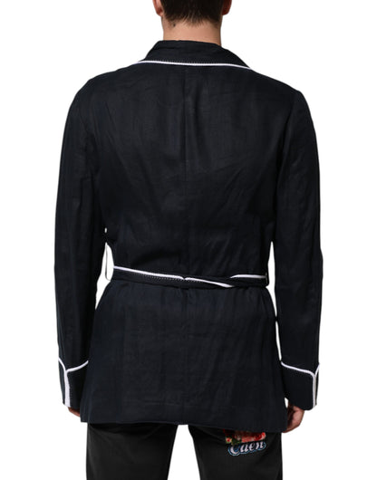 Dolce &amp; Gabbana Dunkelblaue DG-Stickereijacke Robe Blazer
