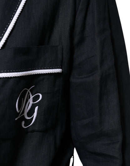 Dolce &amp; Gabbana Dunkelblaue DG-Stickereijacke Robe Blazer