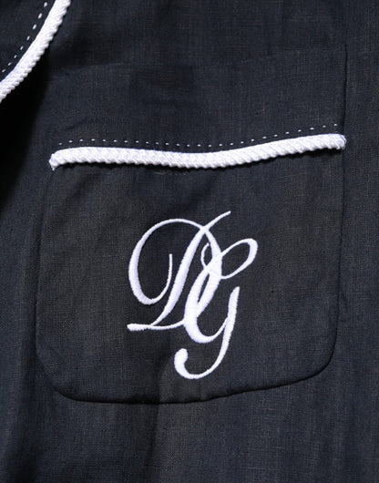Dolce &amp; Gabbana Dunkelblaue DG-Stickereijacke Robe Blazer