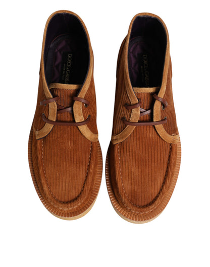 Dolce &amp; Gabbana Braun Wildleder Nubuk Leder Desert Ankle Boots Schuhe