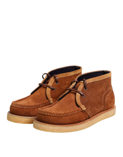 Dolce &amp; Gabbana Braun Wildleder Nubuk Leder Desert Ankle Boots Schuhe