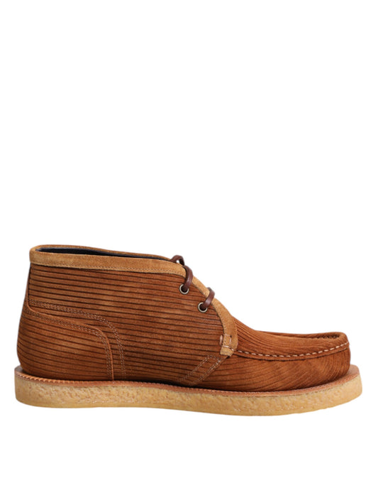 Dolce &amp; Gabbana Braun Wildleder Nubuk Leder Desert Ankle Boots Schuhe