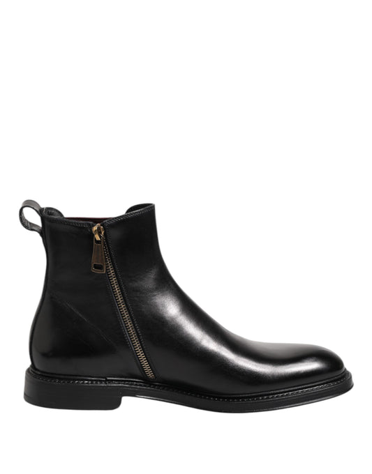 Dolce &amp; Gabbana – Schwarze Chelsea-Stiefel aus Leder mit mittlerer Wade