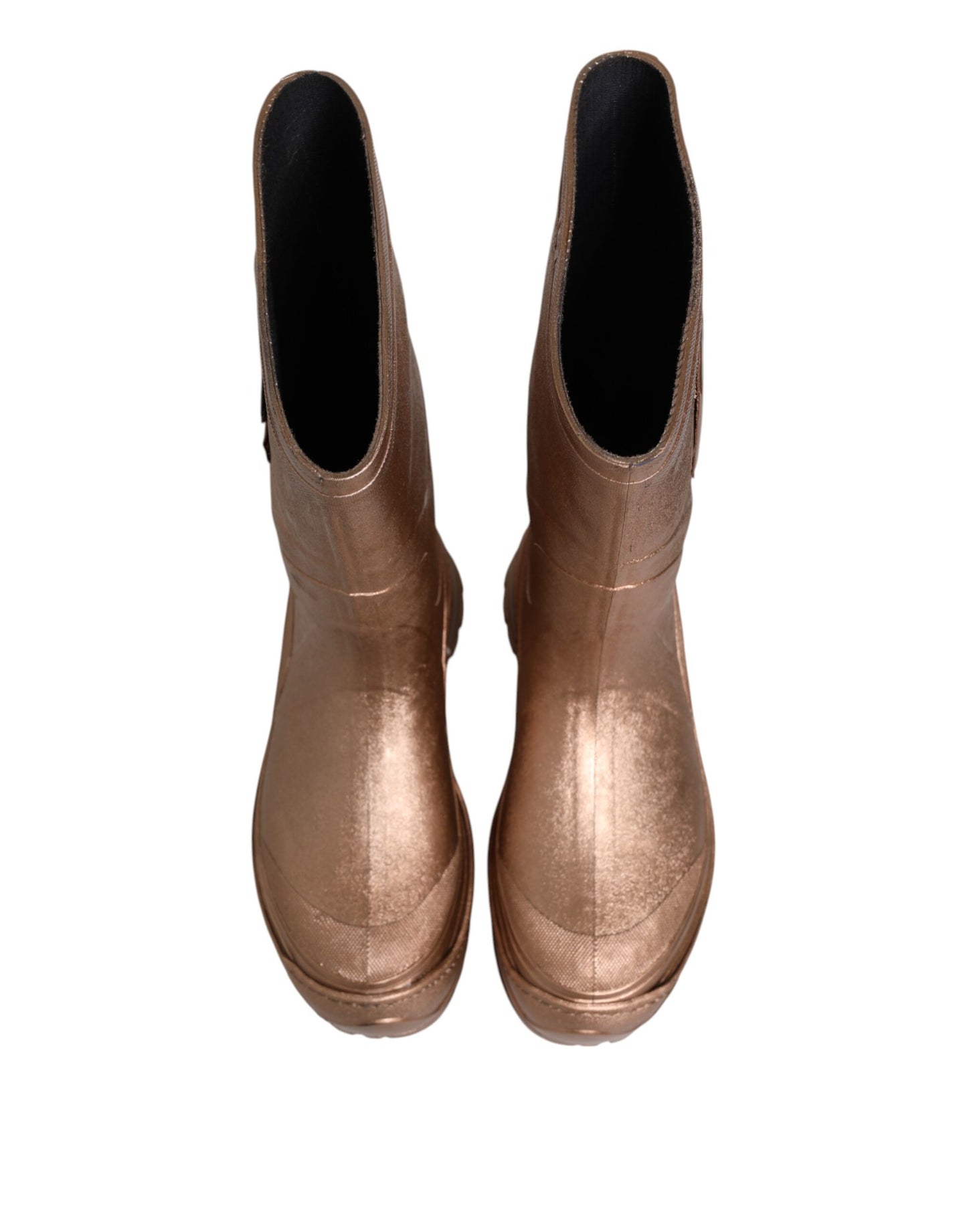 Dolce &amp; Gabbana Metallic Gold Pull On Regenstiefel Schuhe