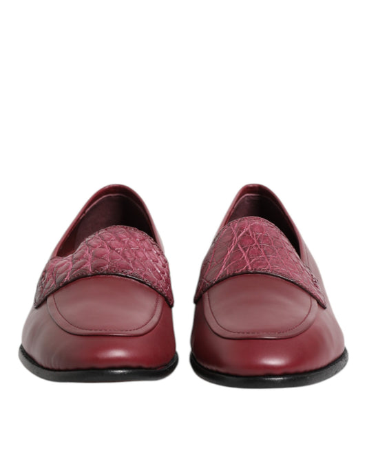 Dolce &amp; Gabbana – Formelle Slipper aus burgunderrotem Leder
