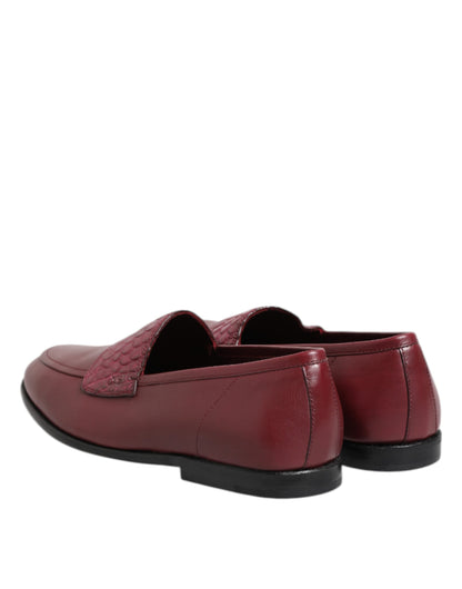 Dolce &amp; Gabbana – Formelle Slipper aus burgunderrotem Leder