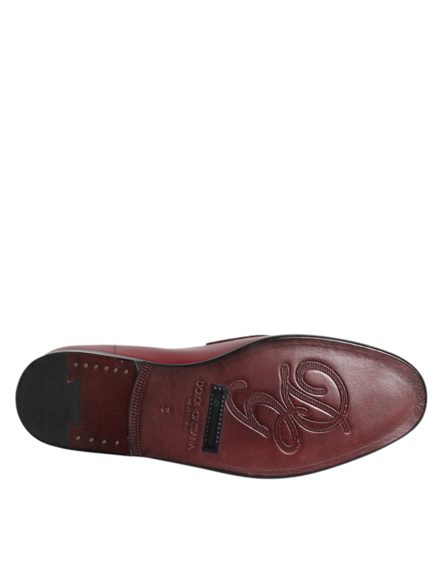 Dolce &amp; Gabbana – Formelle Slipper aus burgunderrotem Leder