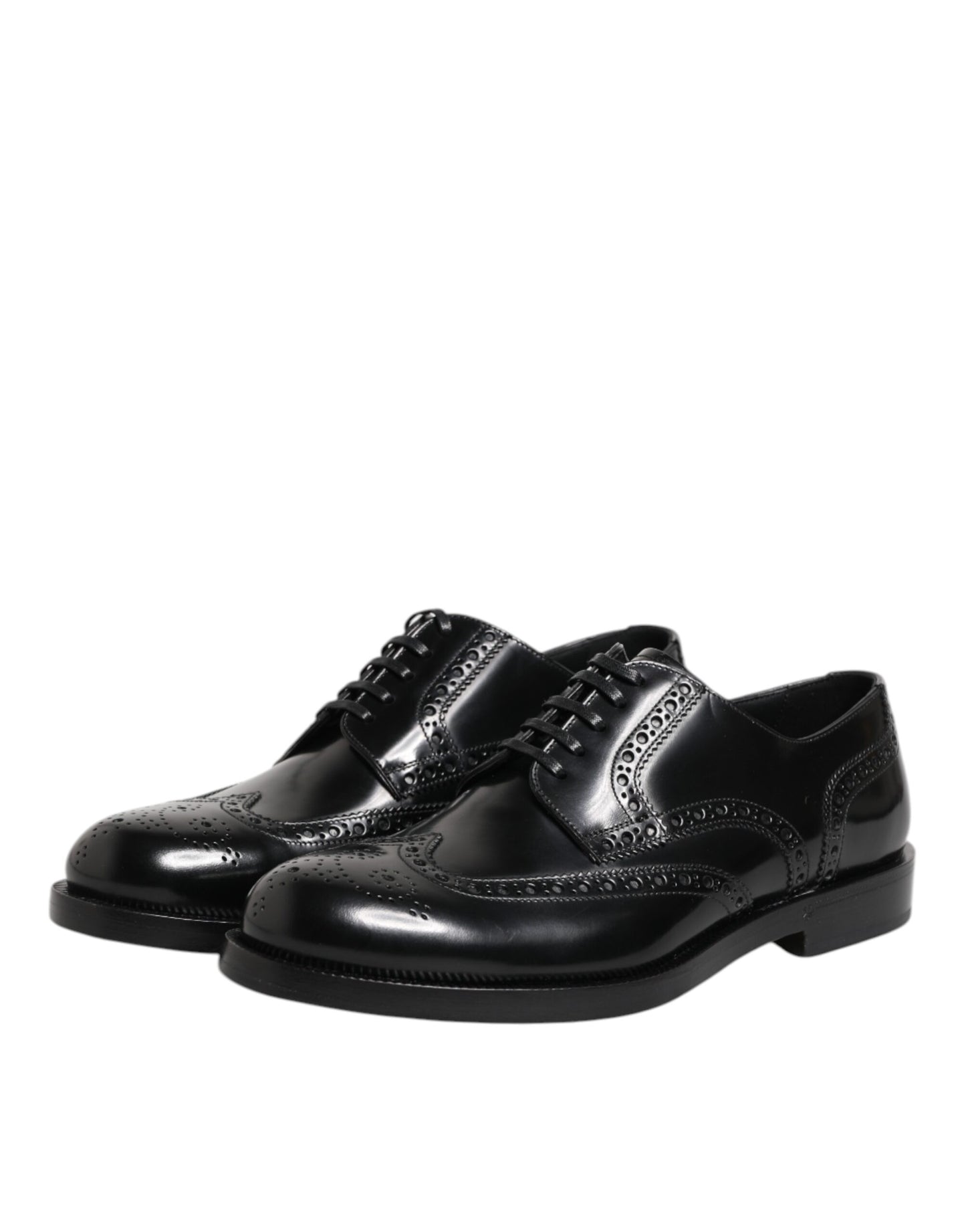 Dolce &amp; Gabbana – Formelle Derby-Schuhe aus schwarzem Leder mit Flügelkappe