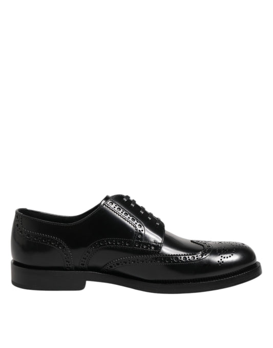 Dolce &amp; Gabbana – Formelle Derby-Schuhe aus schwarzem Leder mit Flügelkappe
