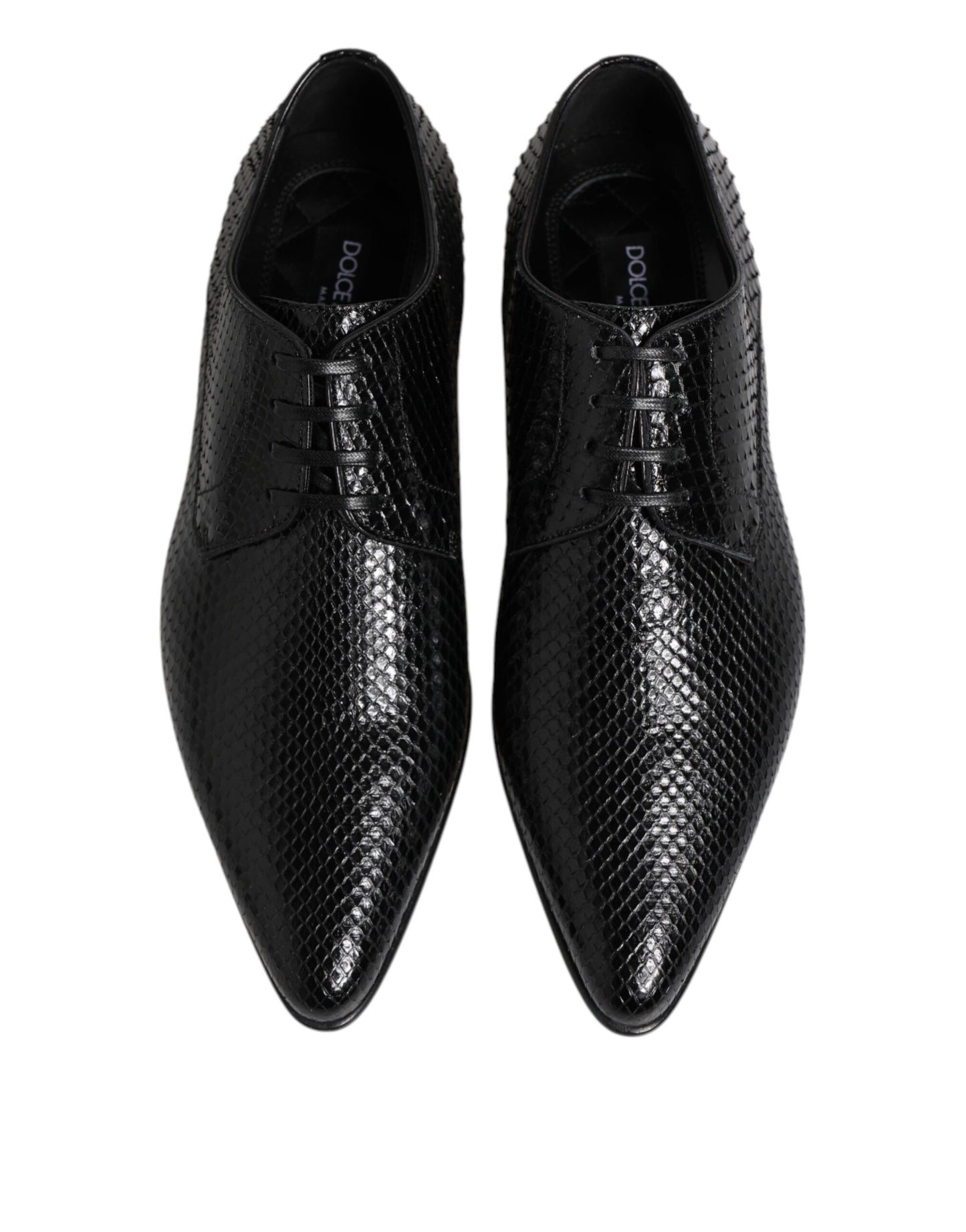 Dolce &amp; Gabbana – Derby-Schnürschuhe aus exotischem Leder in Schwarz